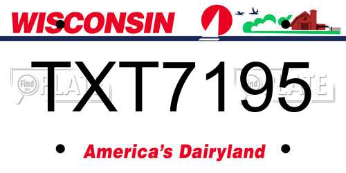 TXT7195 Wisconsin License Plate