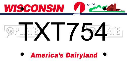 TXT754 Wisconsin License Plate