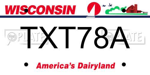 TXT78A Wisconsin License Plate