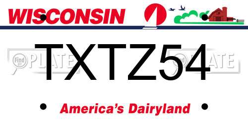 TXTZ54 Wisconsin License Plate