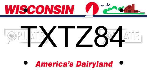 TXTZ84 Wisconsin License Plate