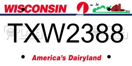 TXW2388 Wisconsin License Plate