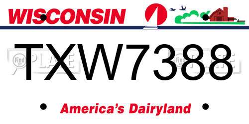 TXW7388 Wisconsin License Plate