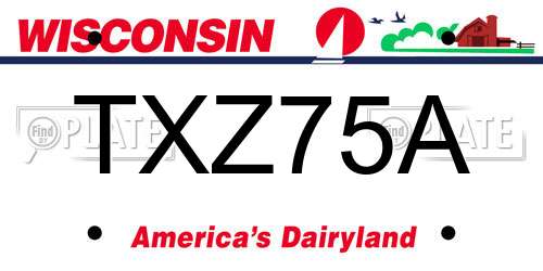 TXZ75A Wisconsin License Plate