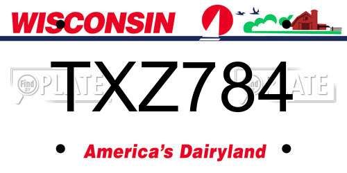 TXZ784 Wisconsin License Plate