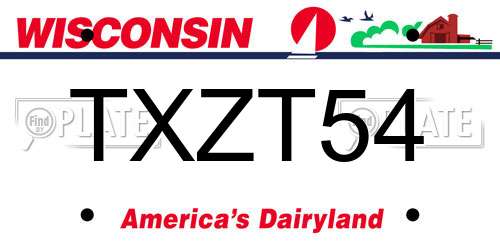 TXZT54 Wisconsin License Plate