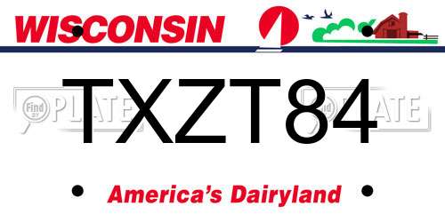 TXZT84 Wisconsin License Plate