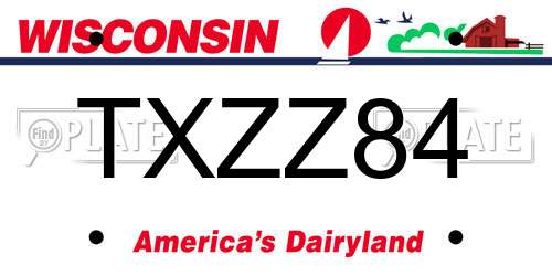 TXZZ84 Wisconsin License Plate