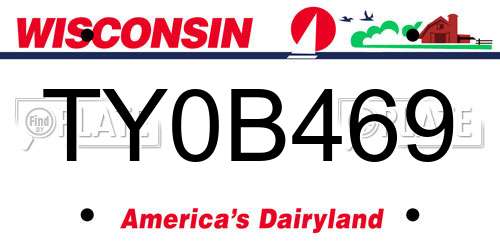 TY0B469 Wisconsin License Plate