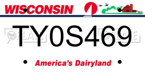TY0S469 Wisconsin License Plate