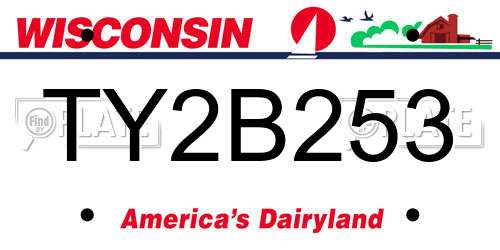 TY2B253 Wisconsin License Plate