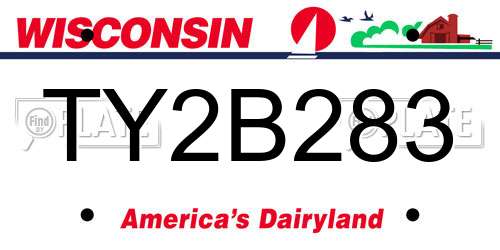 TY2B283 Wisconsin License Plate