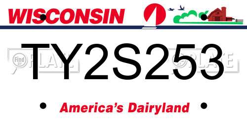 TY2S253 Wisconsin License Plate