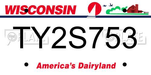 TY2S753 Wisconsin License Plate