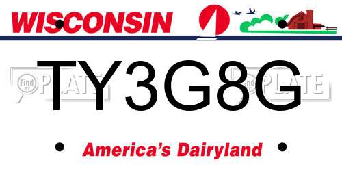 TY3G8G Wisconsin License Plate