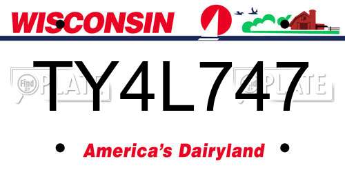 TY4L747 Wisconsin License Plate
