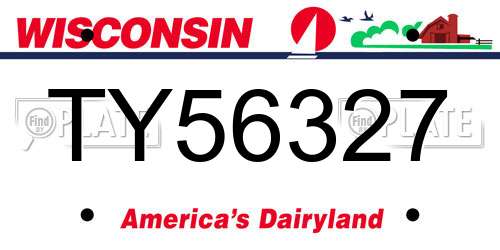 TY56327 Wisconsin License Plate