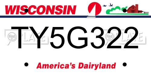 TY5G322 Wisconsin License Plate