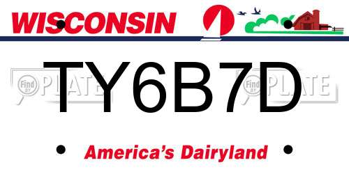 TY6B7D Wisconsin License Plate