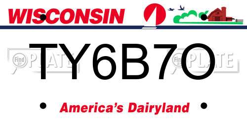 TY6B7O Wisconsin License Plate