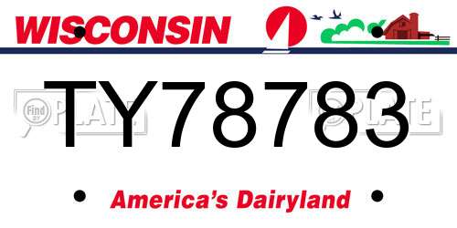 TY78783 Wisconsin License Plate