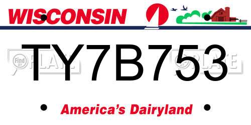 TY7B753 Wisconsin License Plate