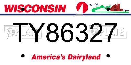 TY86327 Wisconsin License Plate