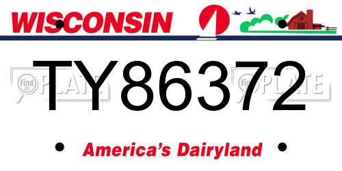 TY86372 Wisconsin License Plate