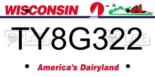 TY8G322 Wisconsin License Plate