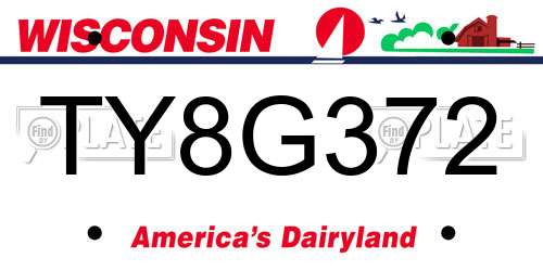 TY8G372 Wisconsin License Plate