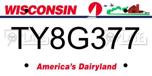 TY8G377 Wisconsin License Plate