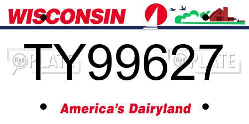 TY99627 Wisconsin License Plate
