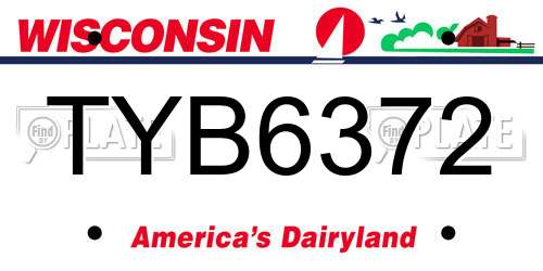 TYB6372 Wisconsin License Plate