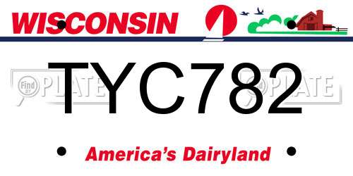 TYC782 Wisconsin License Plate