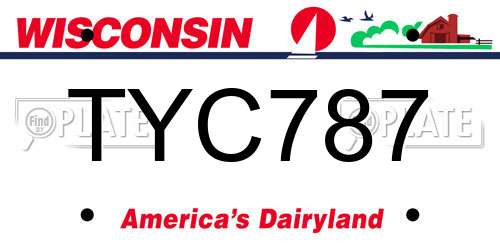 TYC787 Wisconsin License Plate