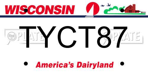 TYCT87 Wisconsin License Plate