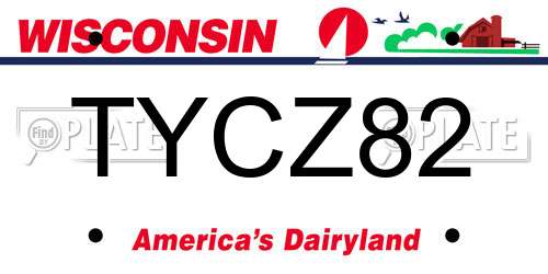TYCZ82 Wisconsin License Plate