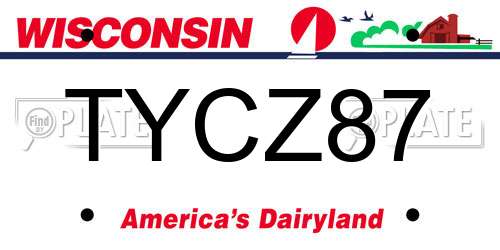TYCZ87 Wisconsin License Plate
