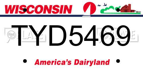 TYD5469 Wisconsin License Plate