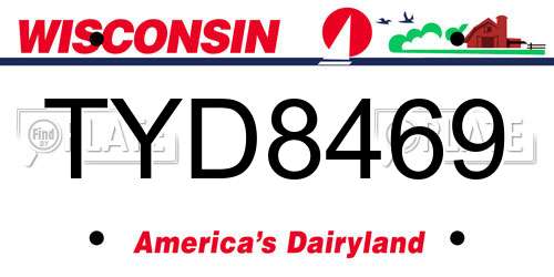TYD8469 Wisconsin License Plate