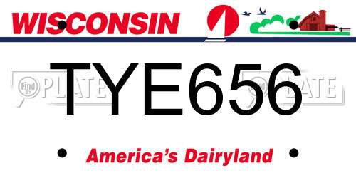 TYE656 Wisconsin License Plate