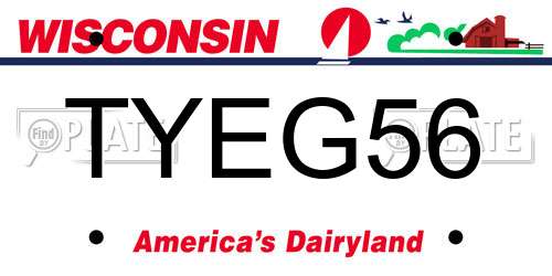 TYEG56 Wisconsin License Plate