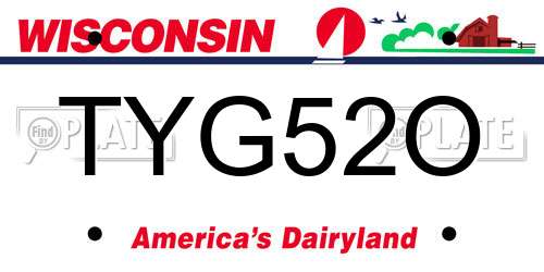 TYG52O Wisconsin License Plate