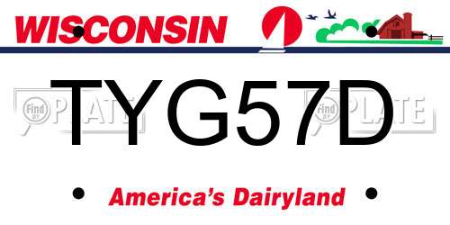 TYG57D Wisconsin License Plate