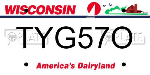 TYG57O Wisconsin License Plate