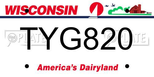 TYG820 Wisconsin License Plate