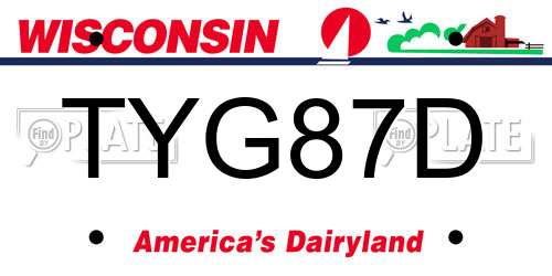 TYG87D Wisconsin License Plate
