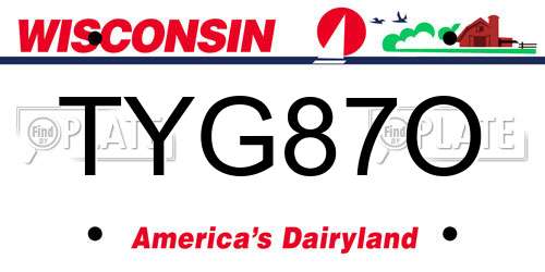 TYG87O Wisconsin License Plate