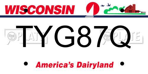 TYG87Q Wisconsin License Plate