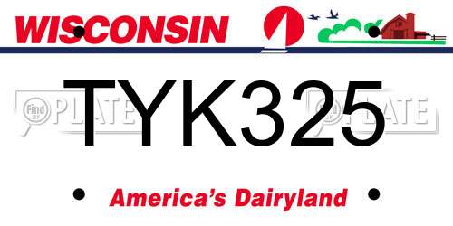 TYK325 Wisconsin License Plate